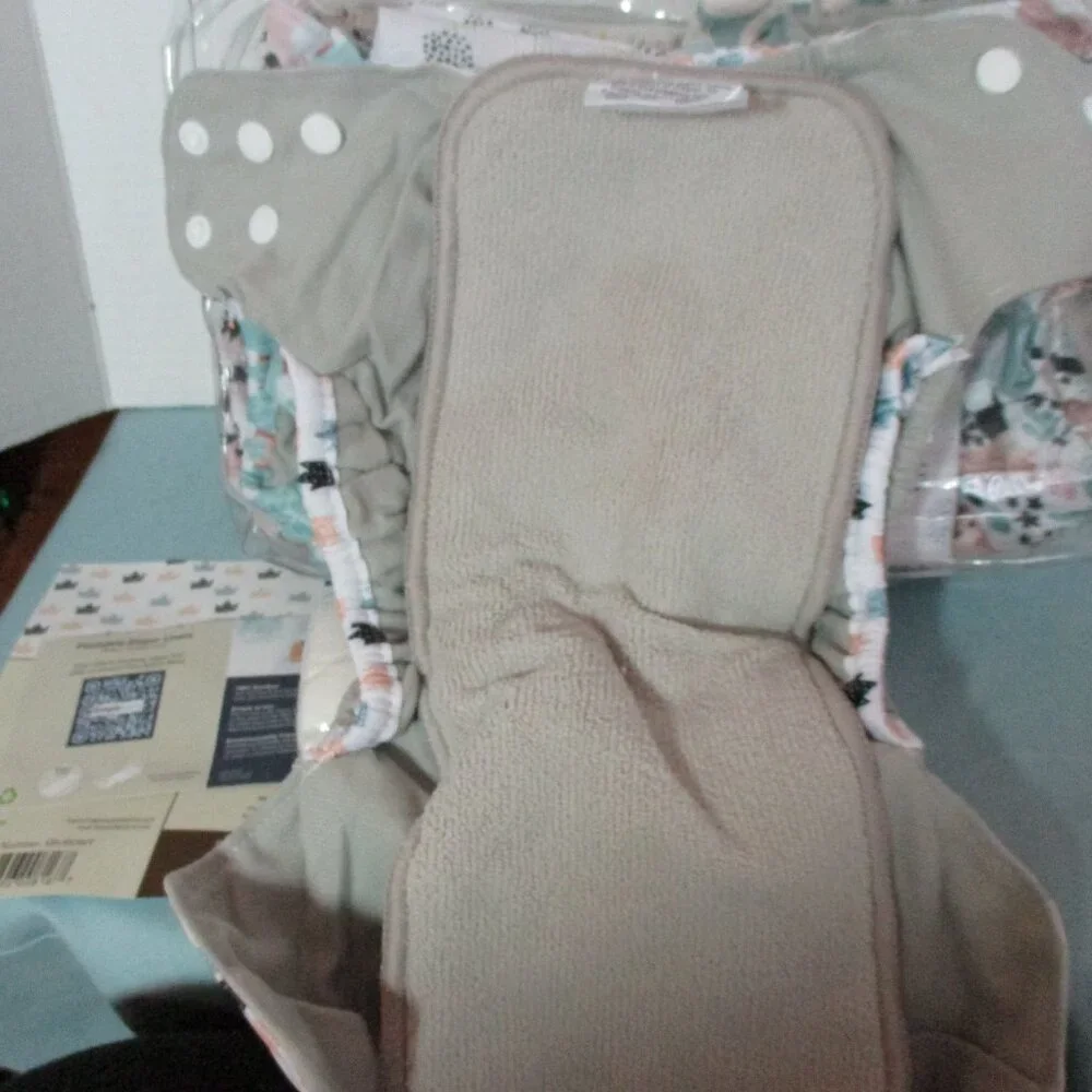 Simple Being 6 Diapers  Liners 1 Wetbag New Unisex Adjustable Size S M L Reusabl